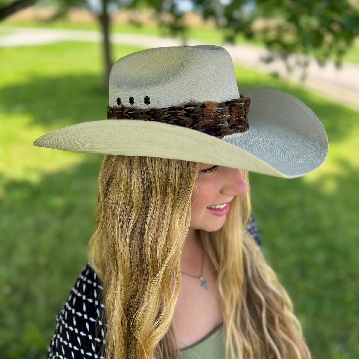 Natural Dark Heart and Ringneck Pheasant Feather Hat Band