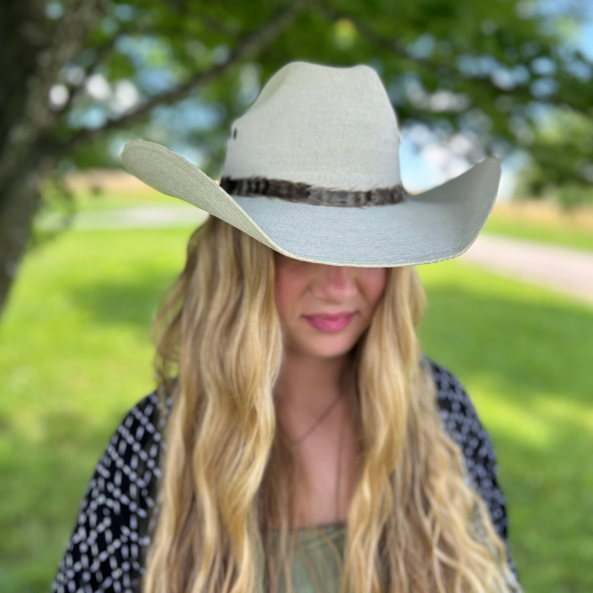 Natural Grey Chinchilla Rooster Feather Hat Band