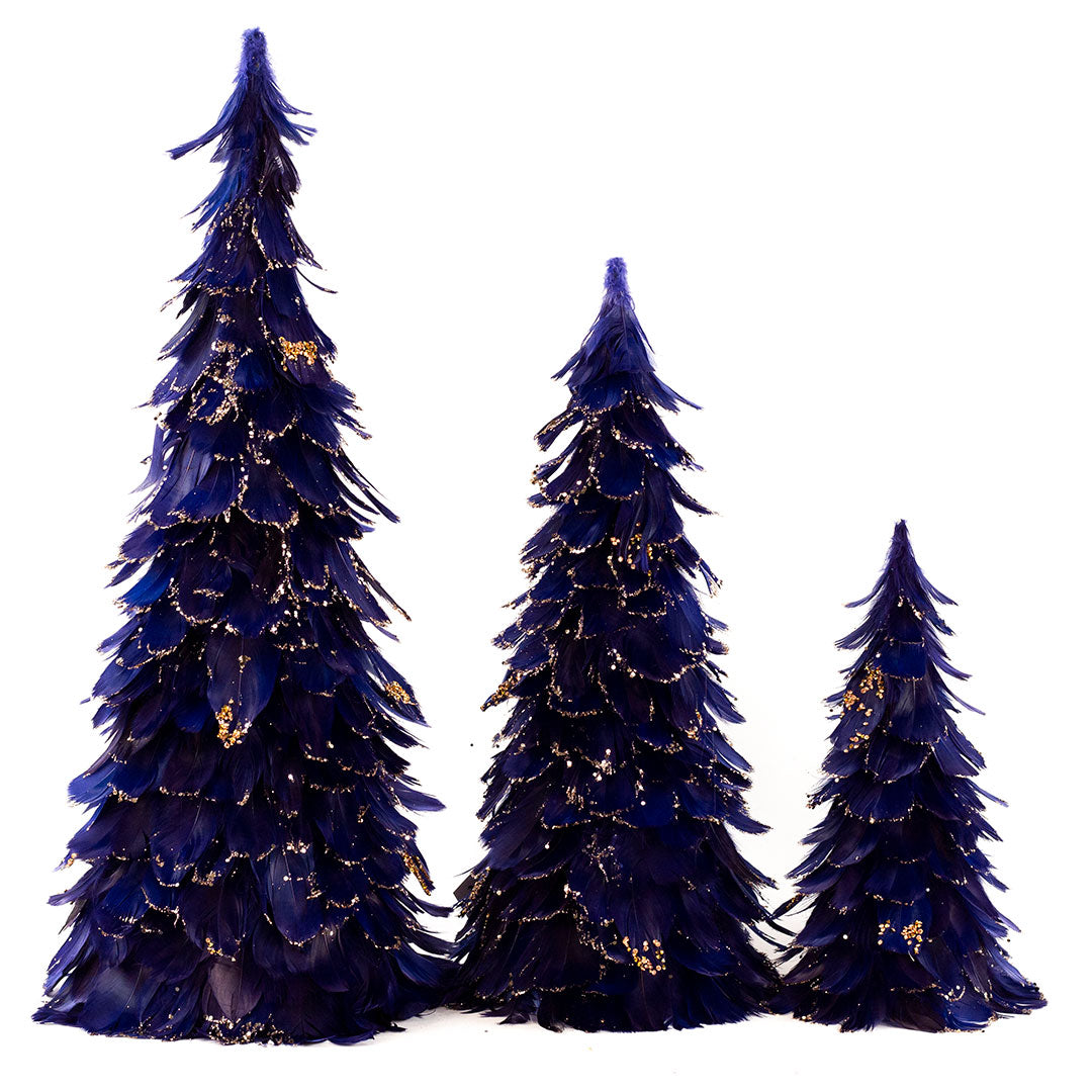 Feathered Navy Blue Christmas Tree