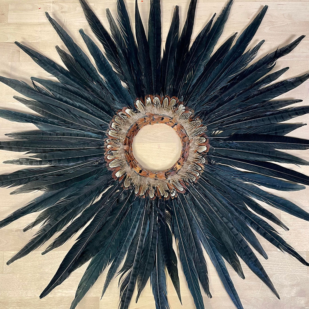 Natural Pheasant Tail Wreath Bleached Black