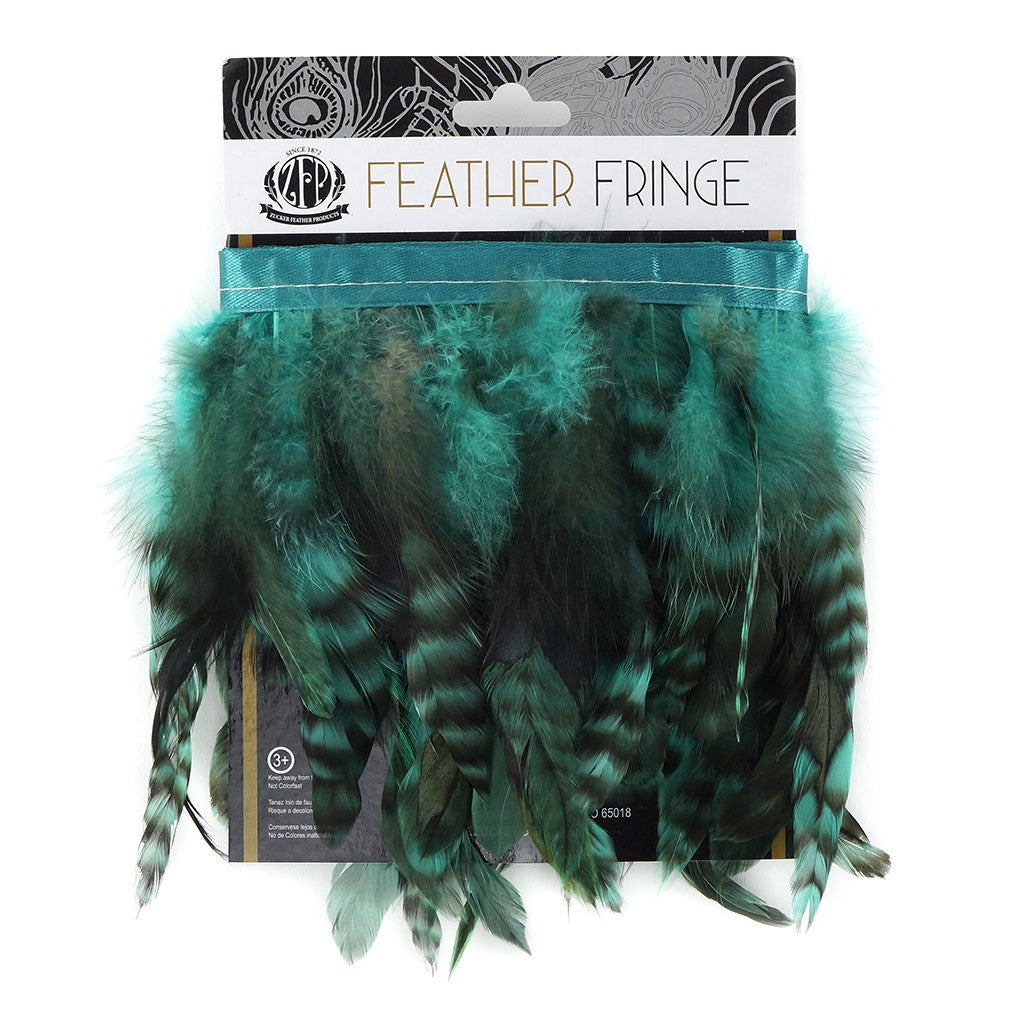 Grey Striped Schlappen Fringe Dyed Aquamarine