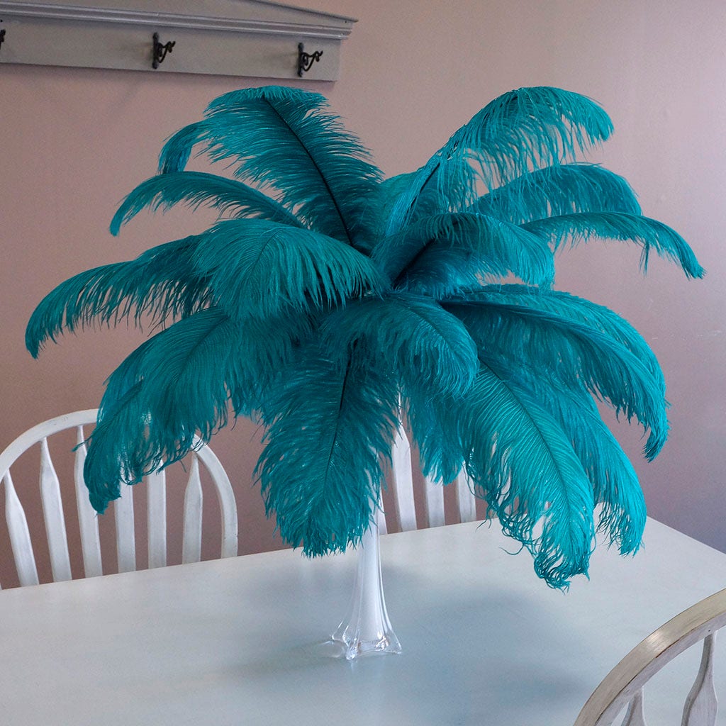 Large Ostrich Feathers - 17"+ Drabs - Dark Aqua