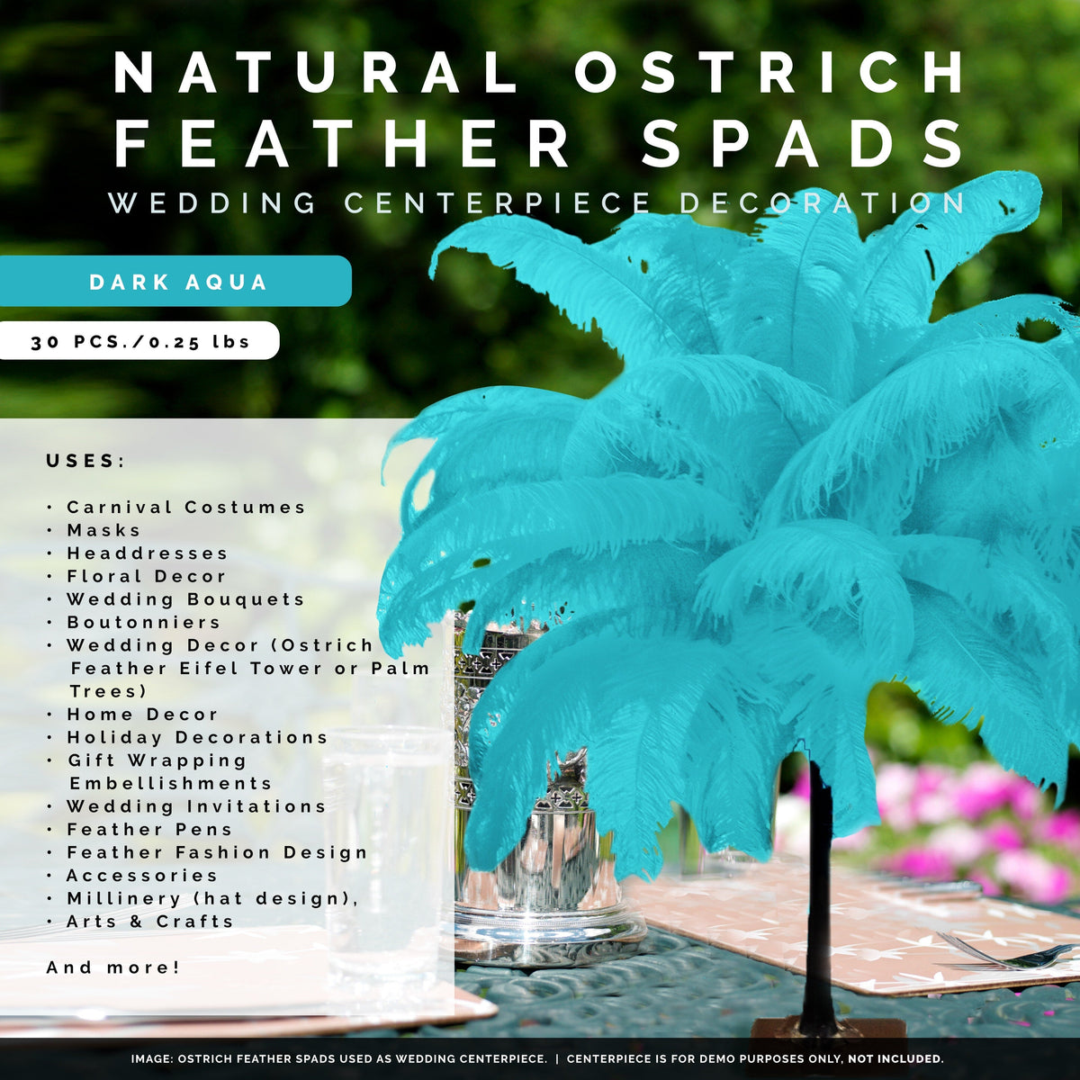 Large Ostrich Feathers - 18-24" Spads - Dark Aqua