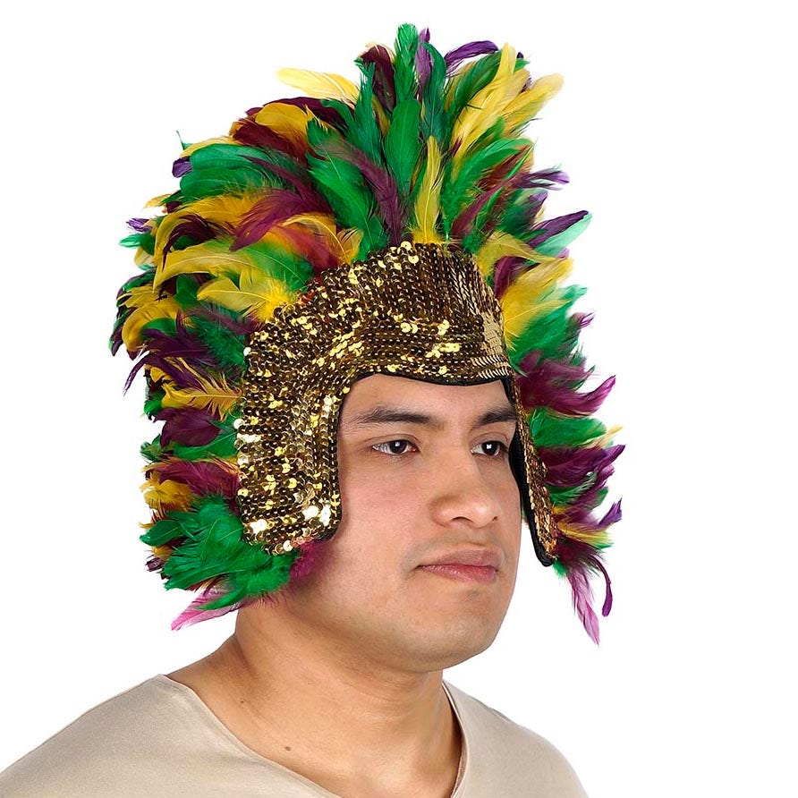 Coque Feather Headdress Multi w/Sequins - Mardigras