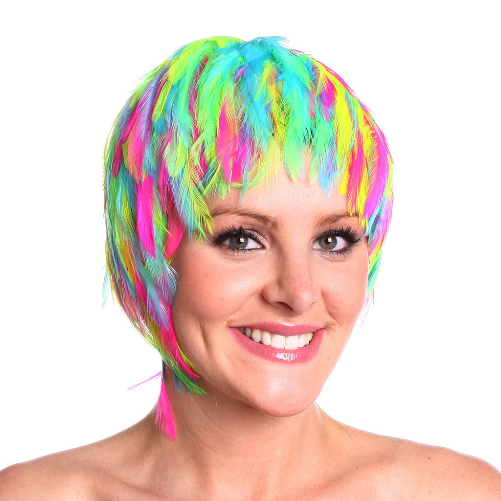 Hackle Feather Wig-Multi Colors - Bright Mix