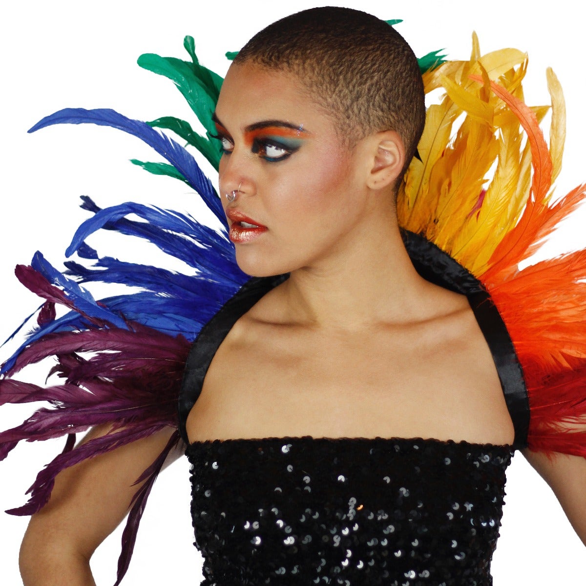 Carnival Feather Collar - Rainbow