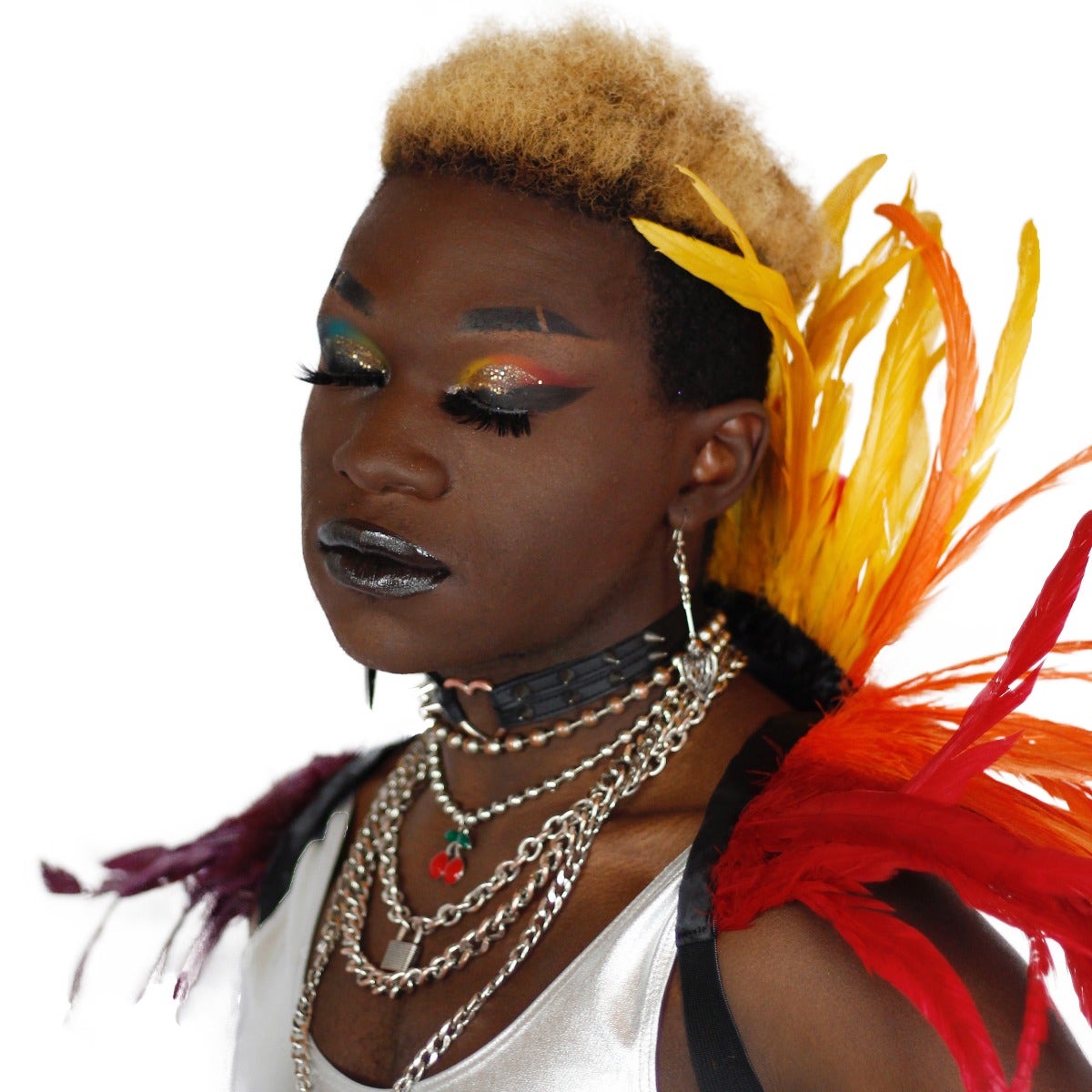 Carnival Feather Collar - Rainbow