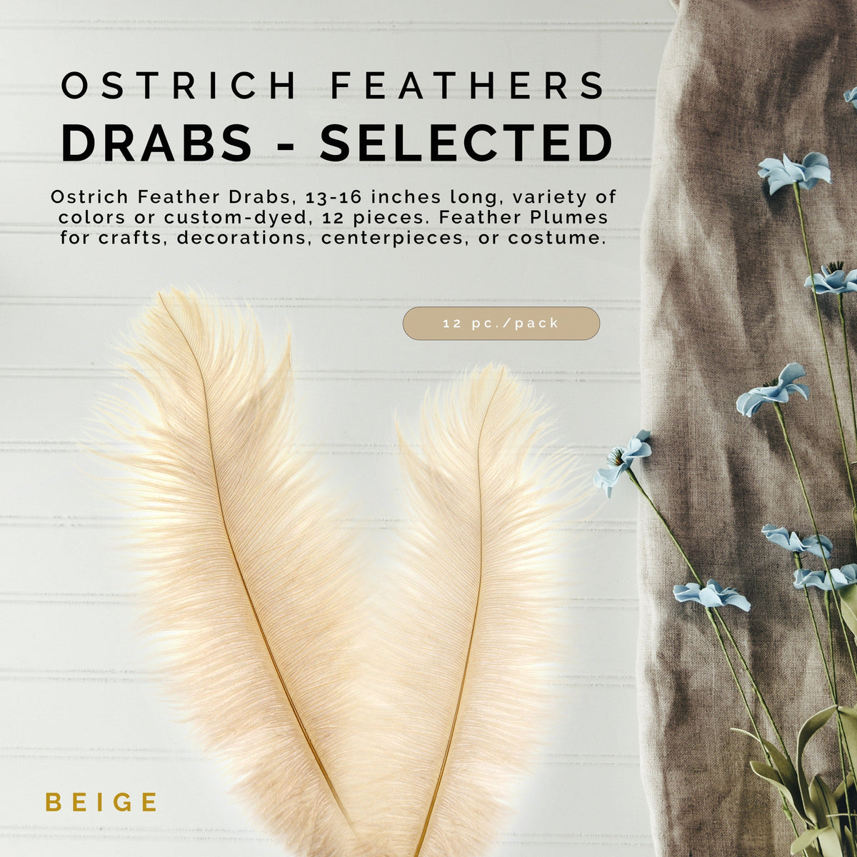 Ostrich Feathers 13-16" Drabs - Beige