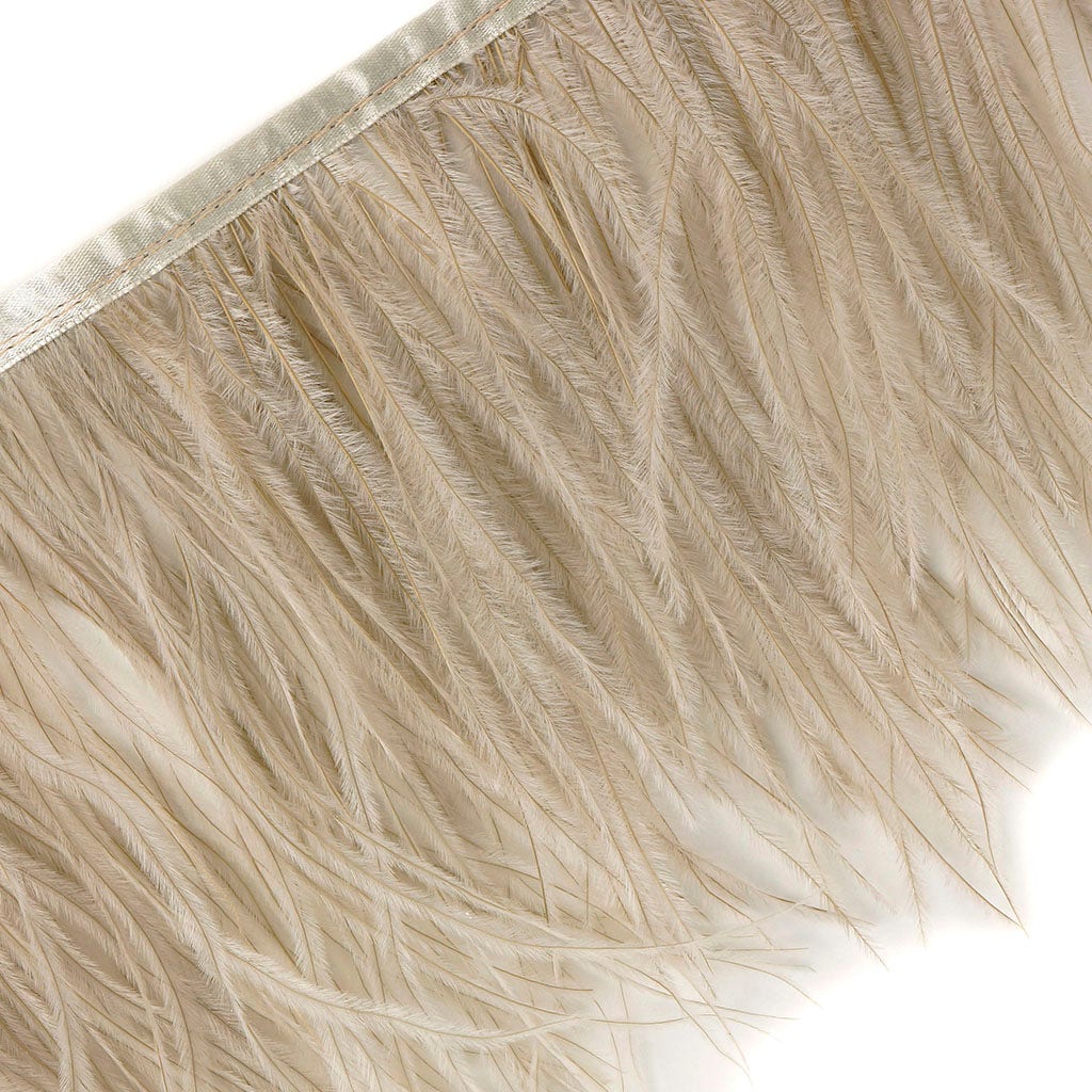 One-Ply Ostrich Feather Fringe - 1 Yard - Oatmeal