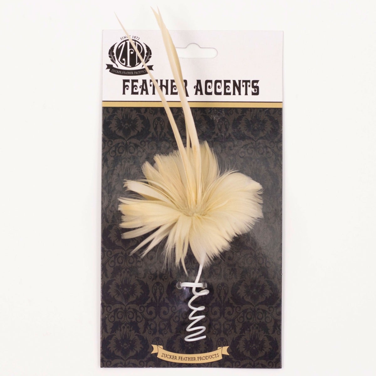 Beige Coquille and Biot Feather Floral Pick
