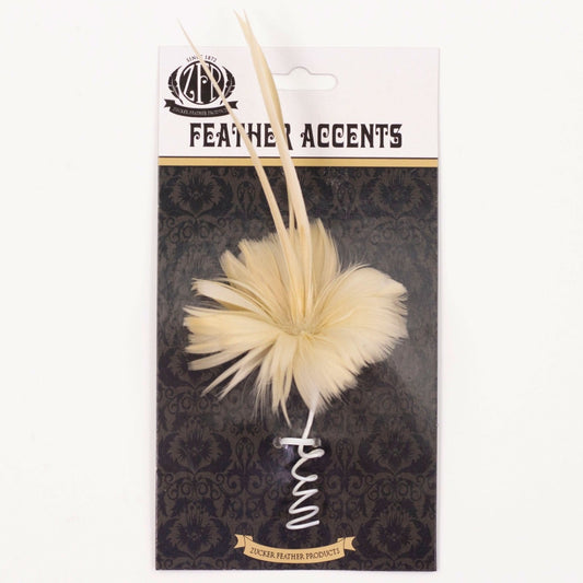 Beige Coquille and Biot Feather Floral Pick