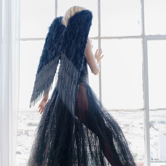Large Angel Costume Wings-Black