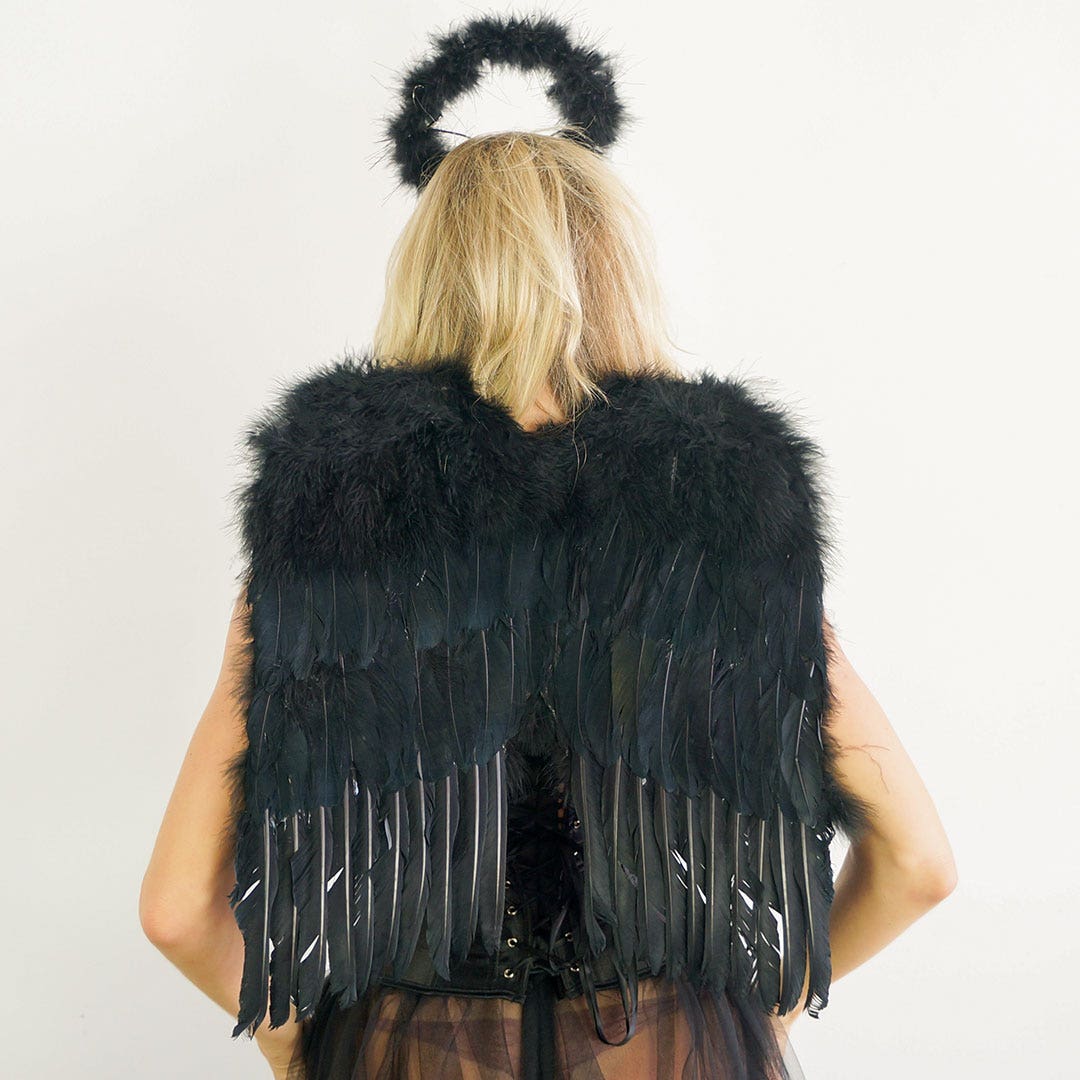 Small Angel Costume Wings-Black