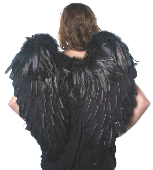 Large Black Angel Costume Wings - Dark Fairy Halloween Cosplay Feather Wing