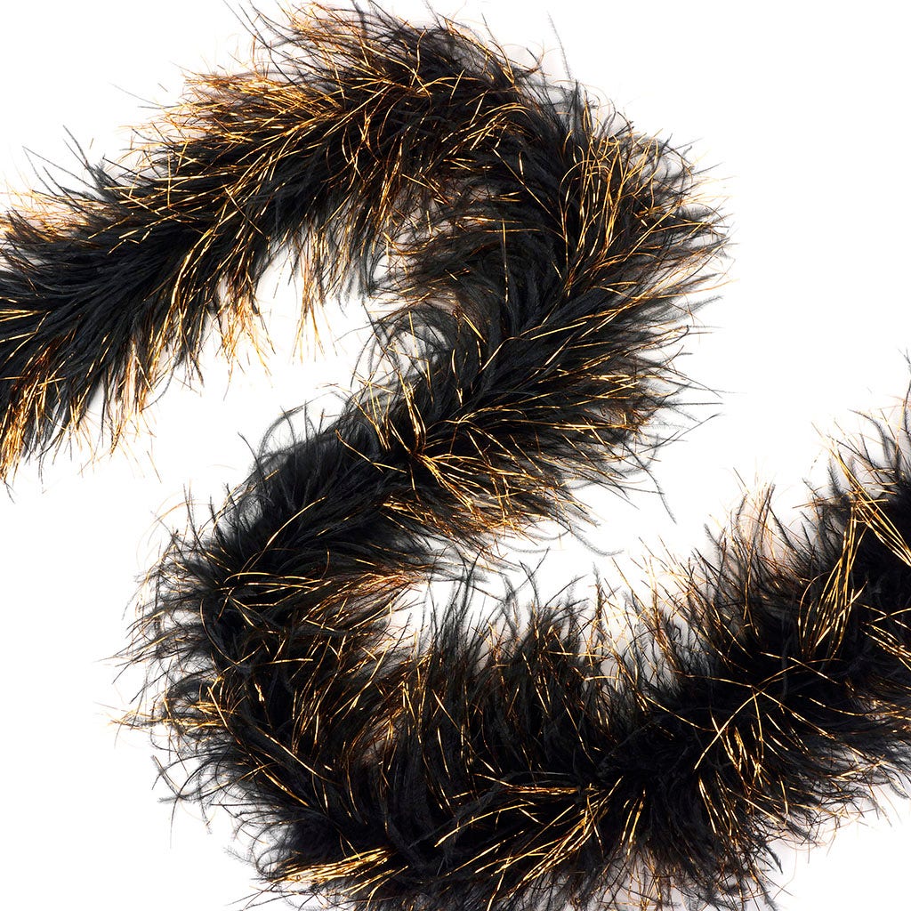 Ostrich Boas Black with Gold Lurex - 2 yards (6 ft)