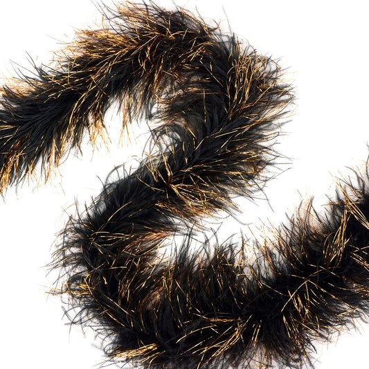 Ostrich Boas Black with Gold Lurex - 2 yards (6 ft)