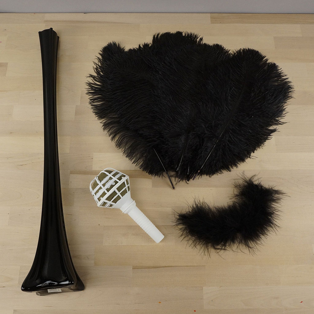 Ostrich Eiffel Tower Centerpiece Black With Black Vase