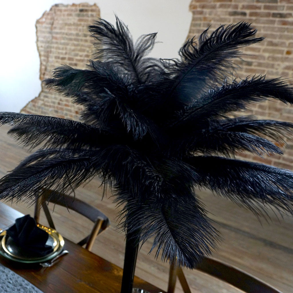 Ostrich Eiffel Tower Centerpiece Black With Black Vase