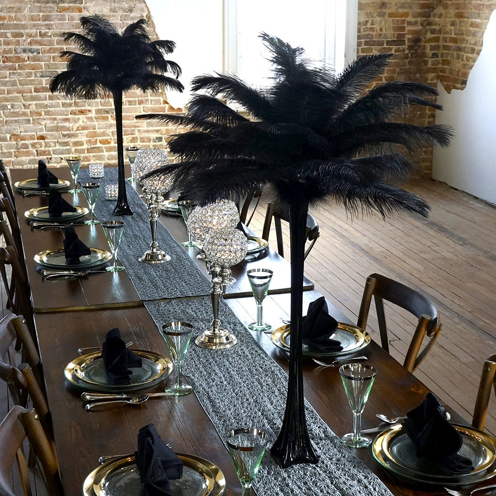 Ostrich Eiffel Tower Centerpiece Black With Black Vase