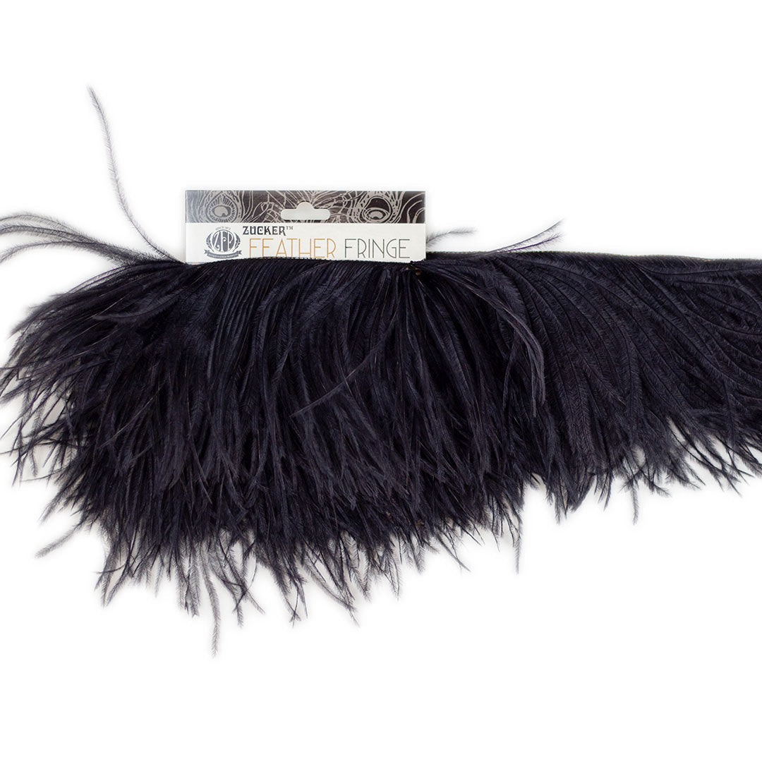 Fringe Trim | Ostrich Feathers 5-5½” | Black | 2 Yard 2 Ply