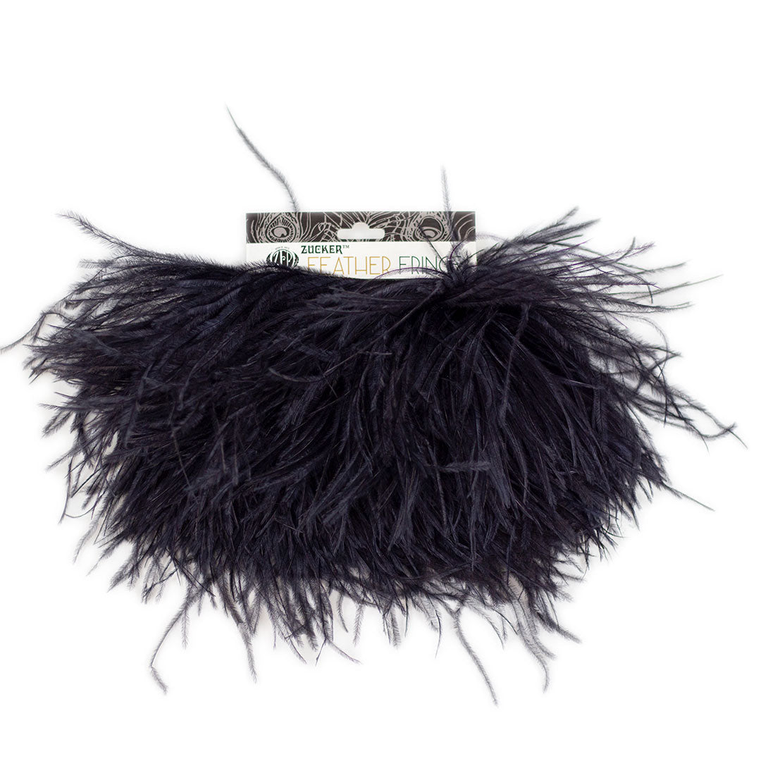 Fringe Trim | Ostrich Feathers 5-5½” | Black | 2 Yard 2 Ply