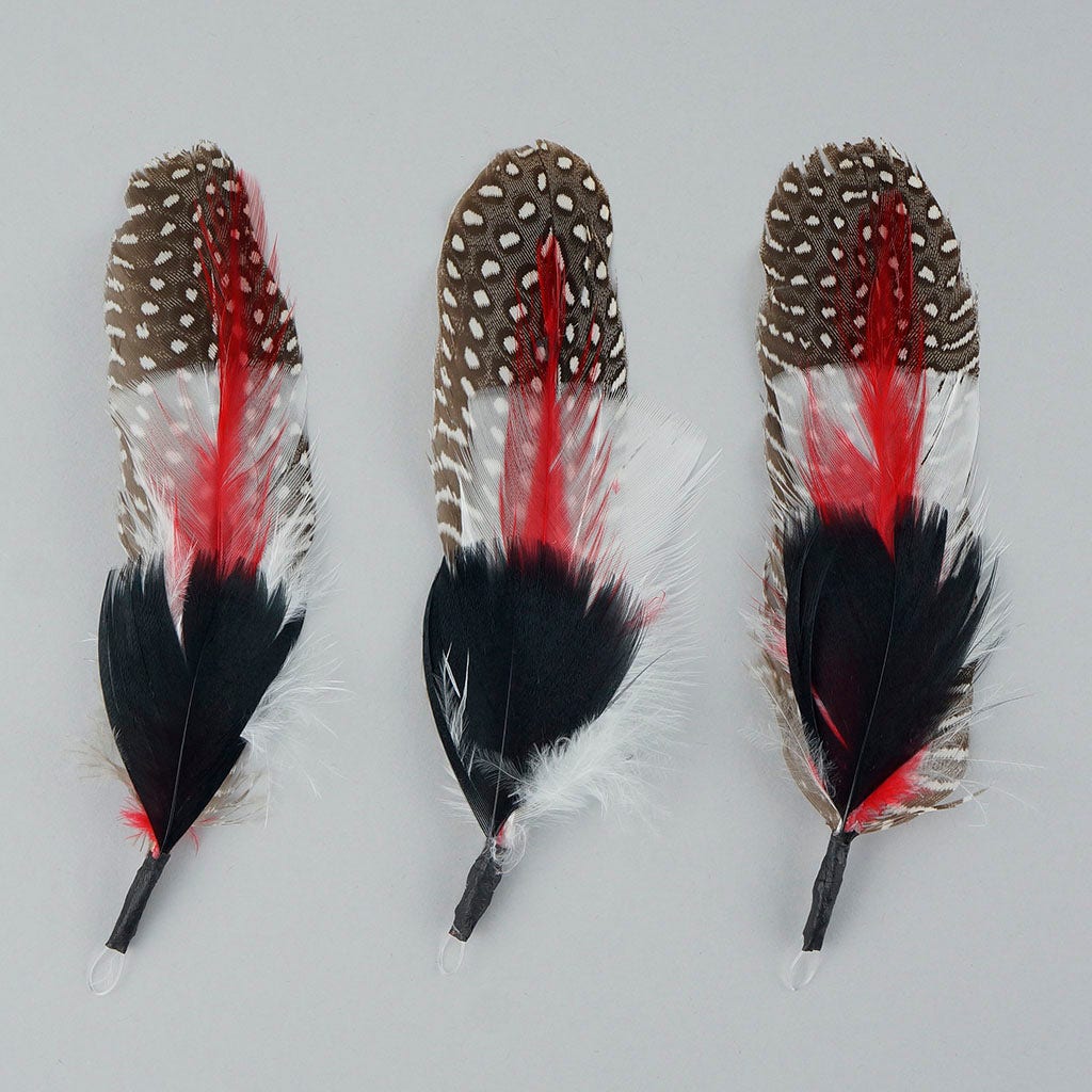 Guinea Rooster Turkey Feather Hat Trims - Black - Red - White - Natural