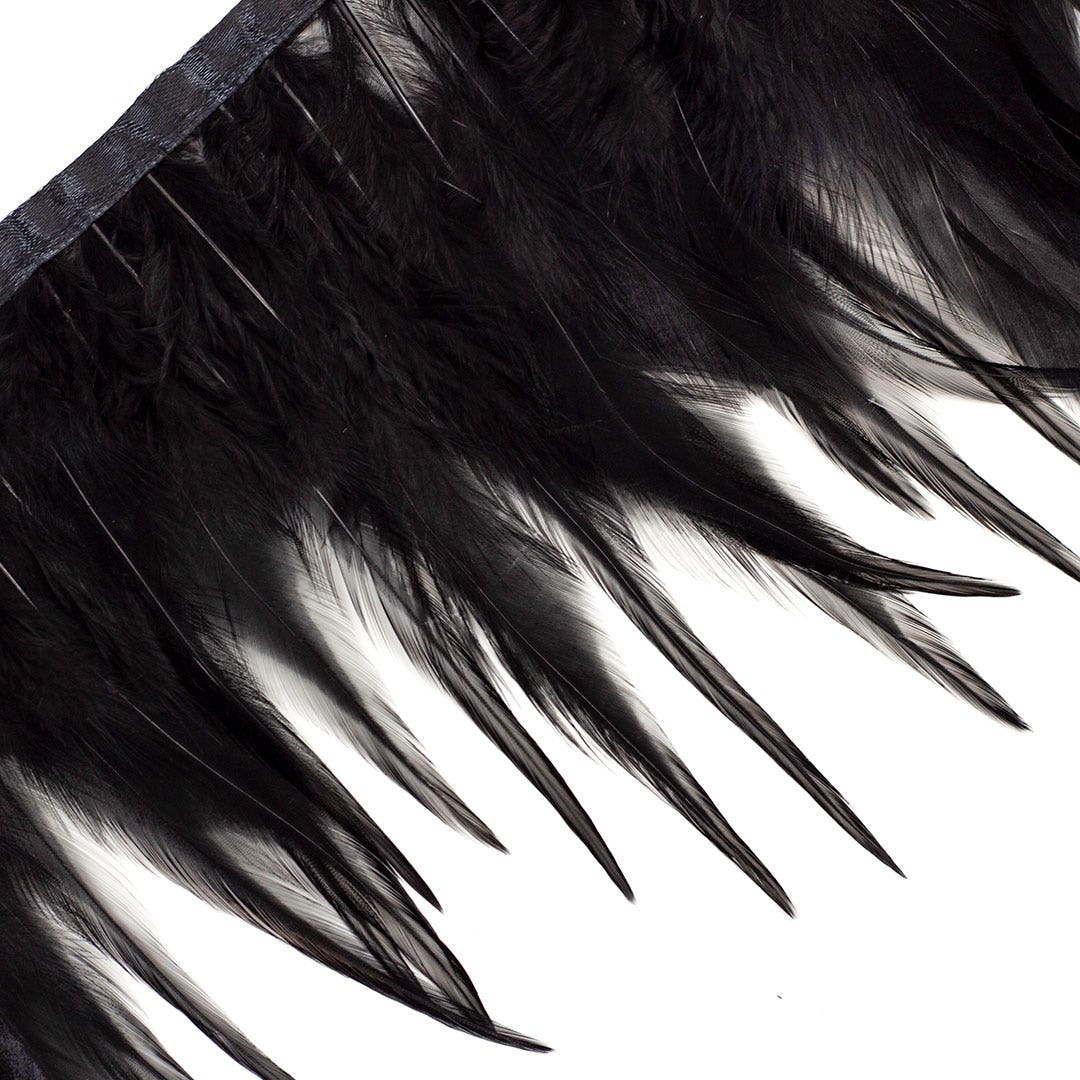 Rooster Saddle Fringe on Bias 6-8" x 1 YD-Black