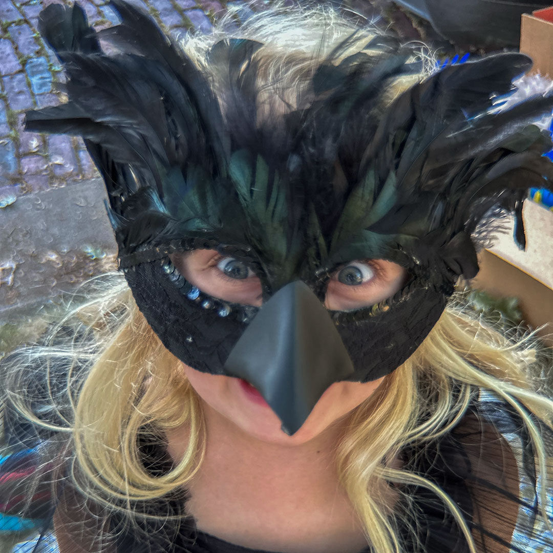 Black Raven Feather Mask