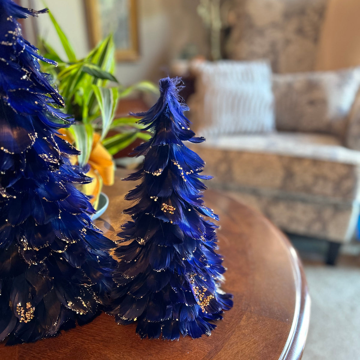 Feathered Navy Blue Christmas Tree