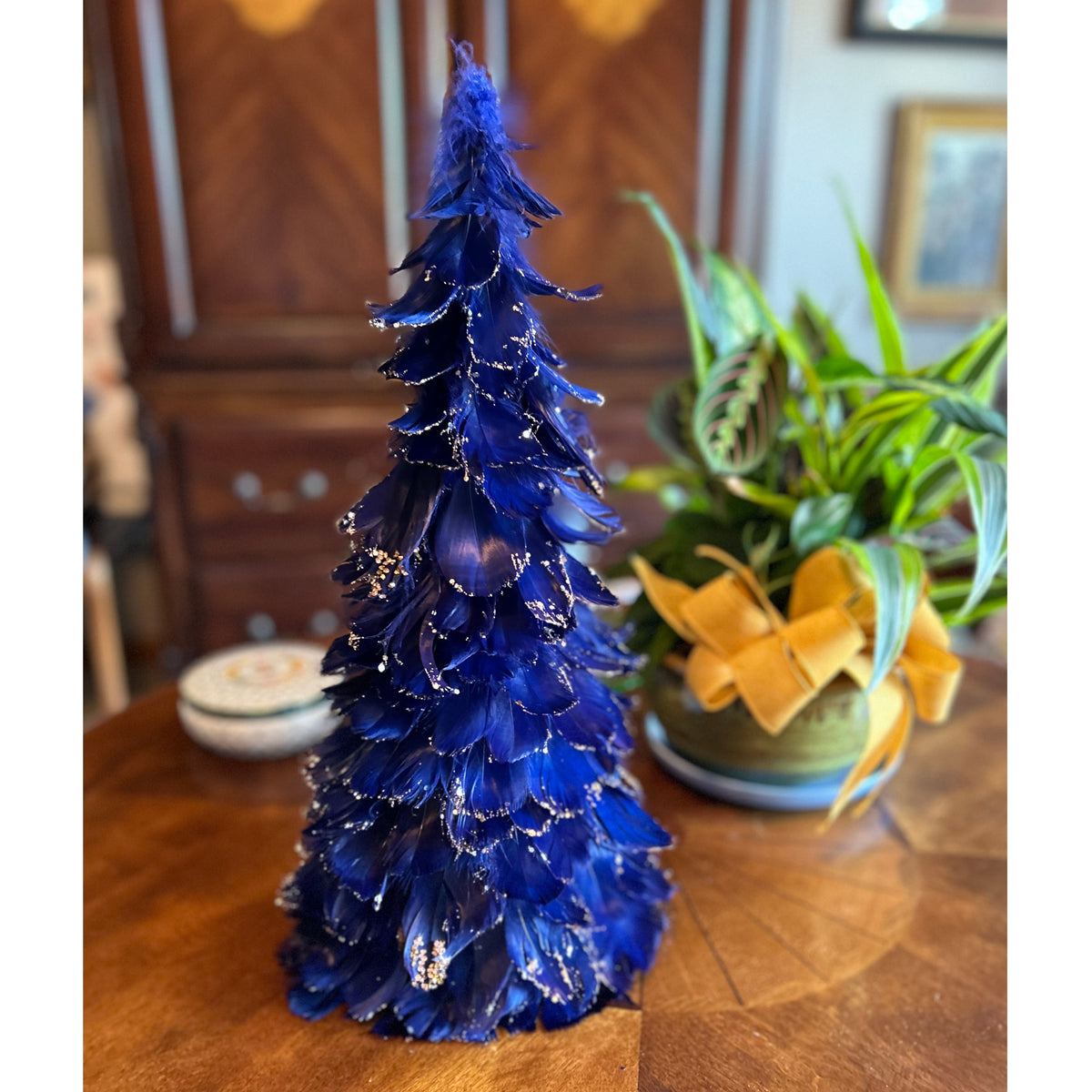 Feathered Navy Blue Christmas Tree