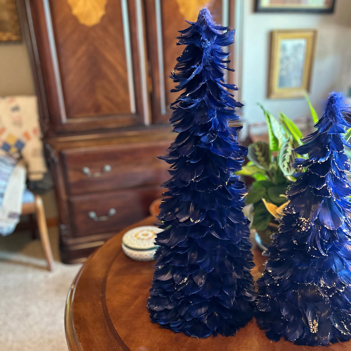 Feathered Navy Blue Christmas Tree