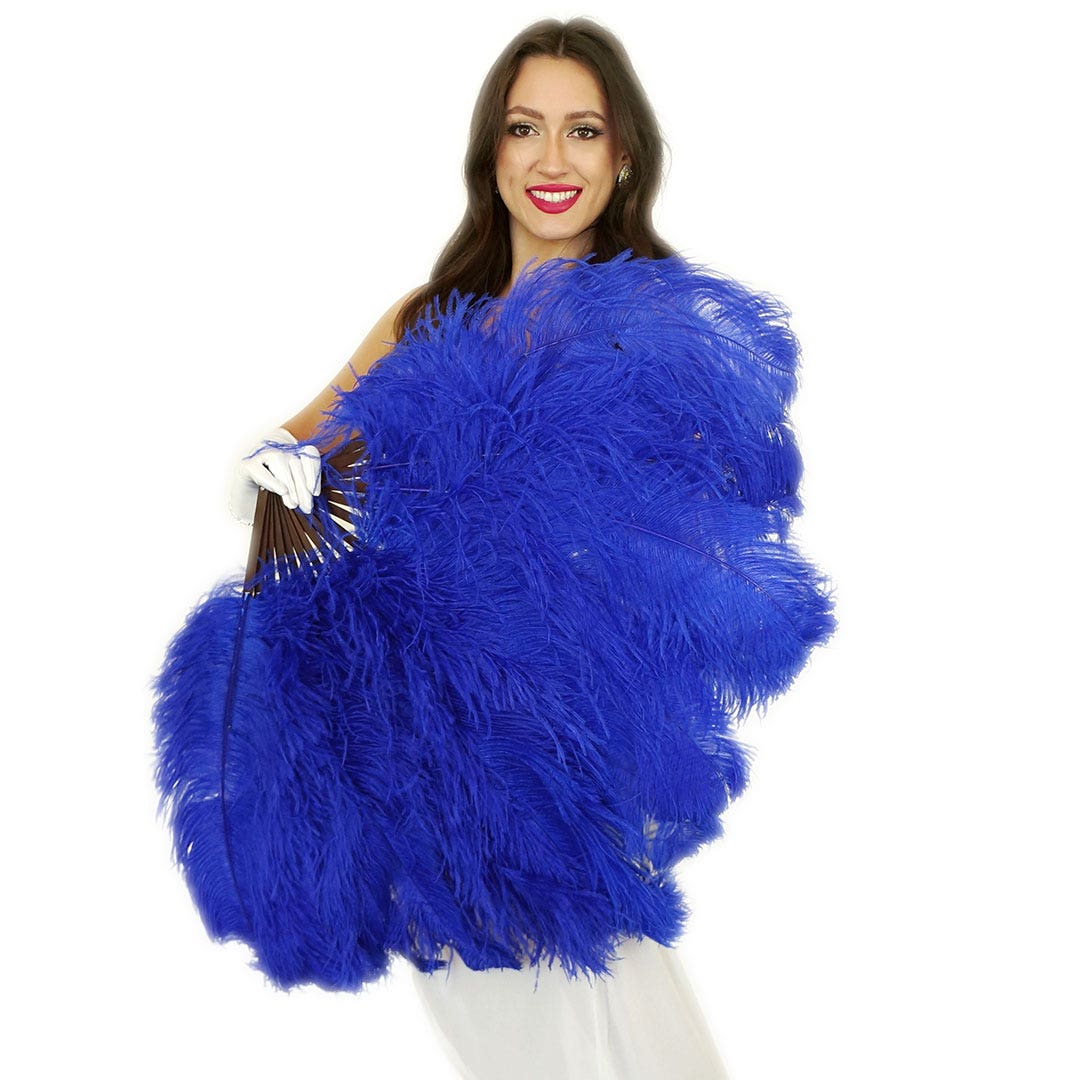 Ostrich Fan with Prime Ostrich Femina Feathers - Royal