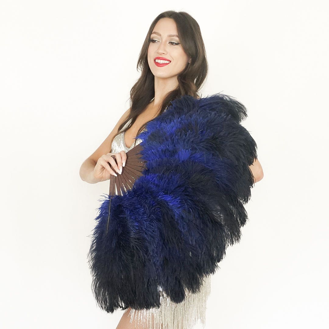 Ostrich Floss Feather Fan-Royal