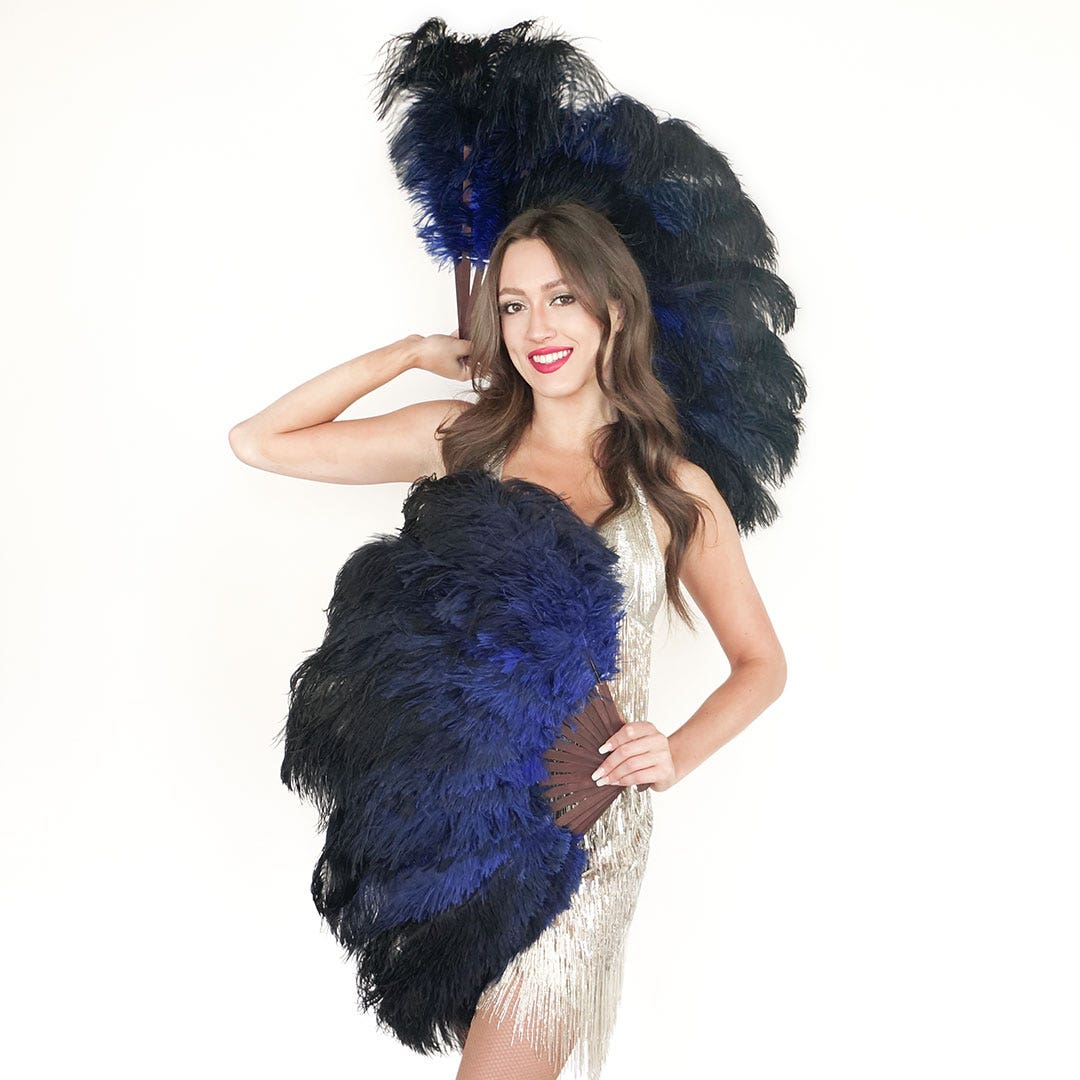 Ostrich Floss Feather Fan-Royal