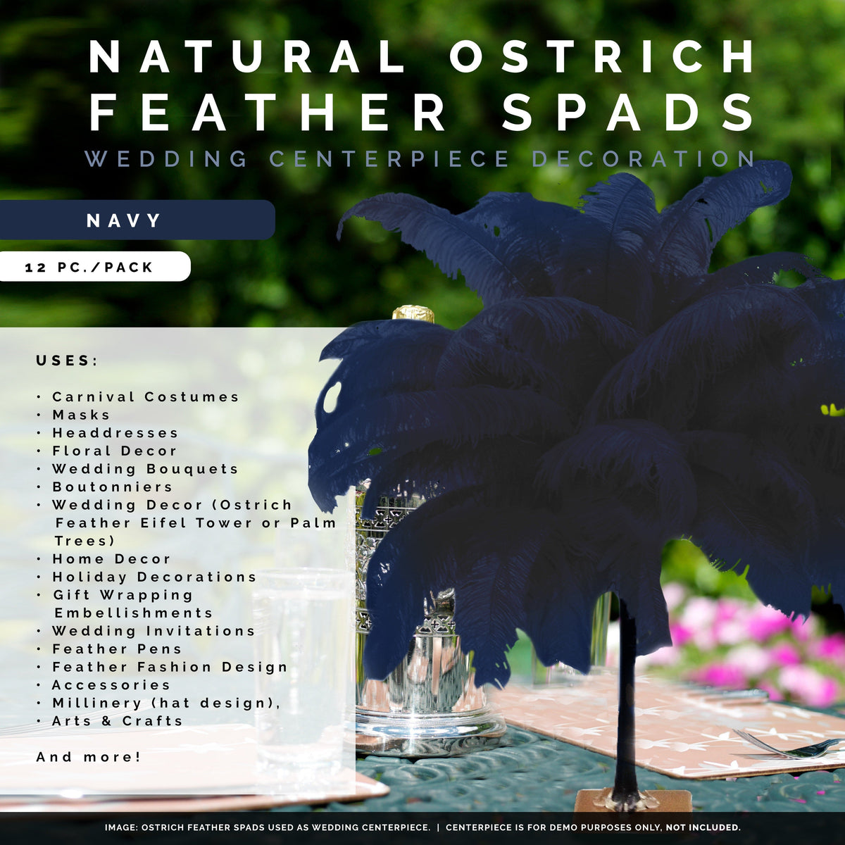 Large Ostrich Feathers - 18-24" Spads - Navy