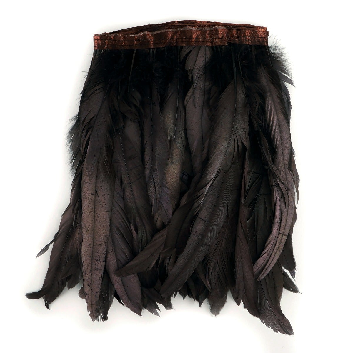 Bronze Iridescent Coque Fringe - 8 -10" - Dark Brown / Iridescent
