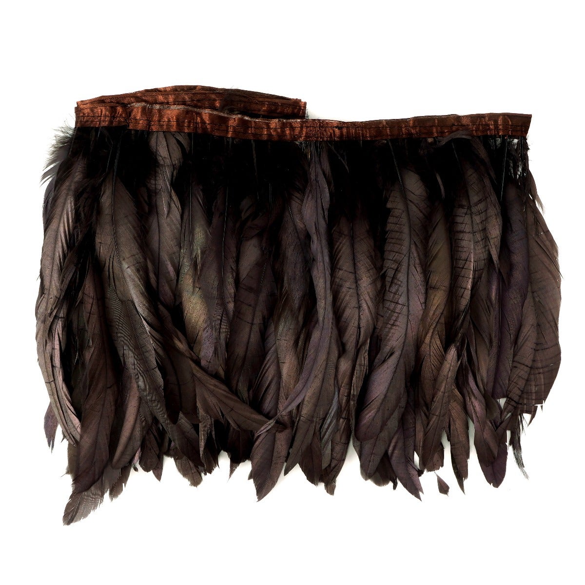 Bronze Iridescent Coque Fringe - 8 -10" - Dark Brown / Iridescent