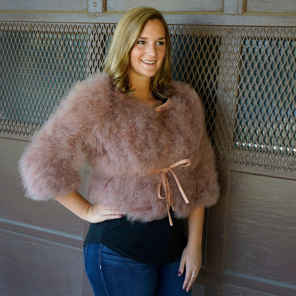 Marabou Jacket w/Cinch Belt Praline