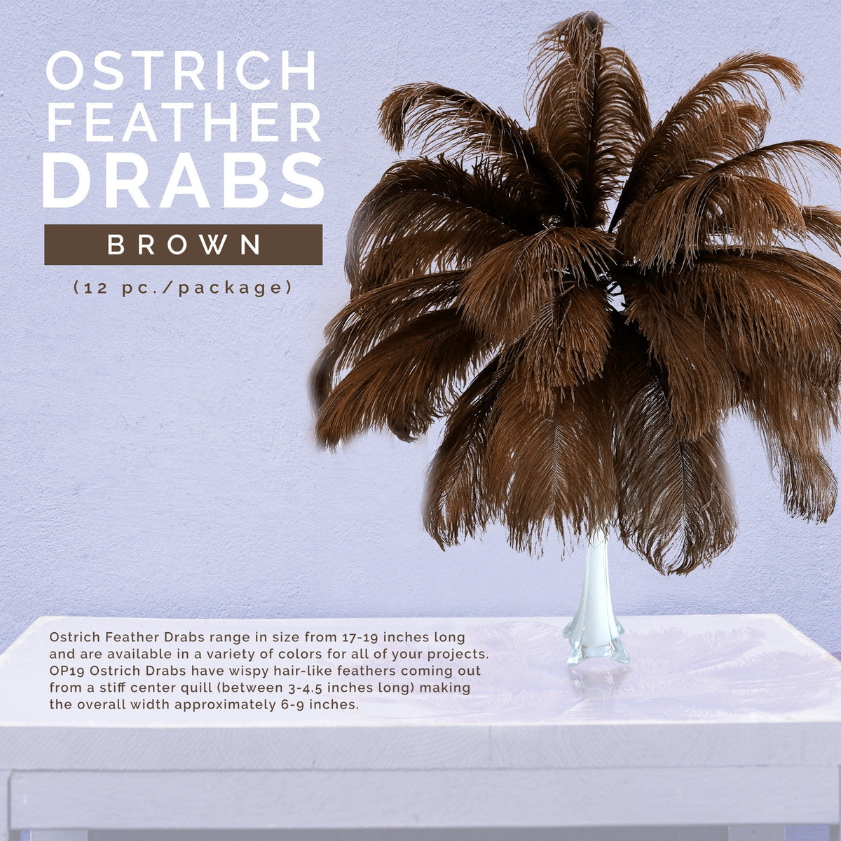 Large Ostrich Feathers - 17"+ Drabs - Brown