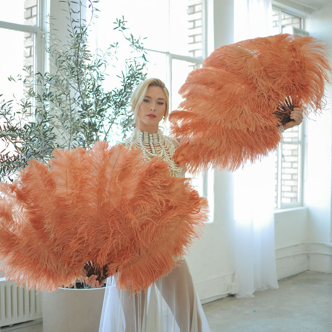 Ostrich Fan with Prime Ostrich Femina Feathers - Cinnamon
