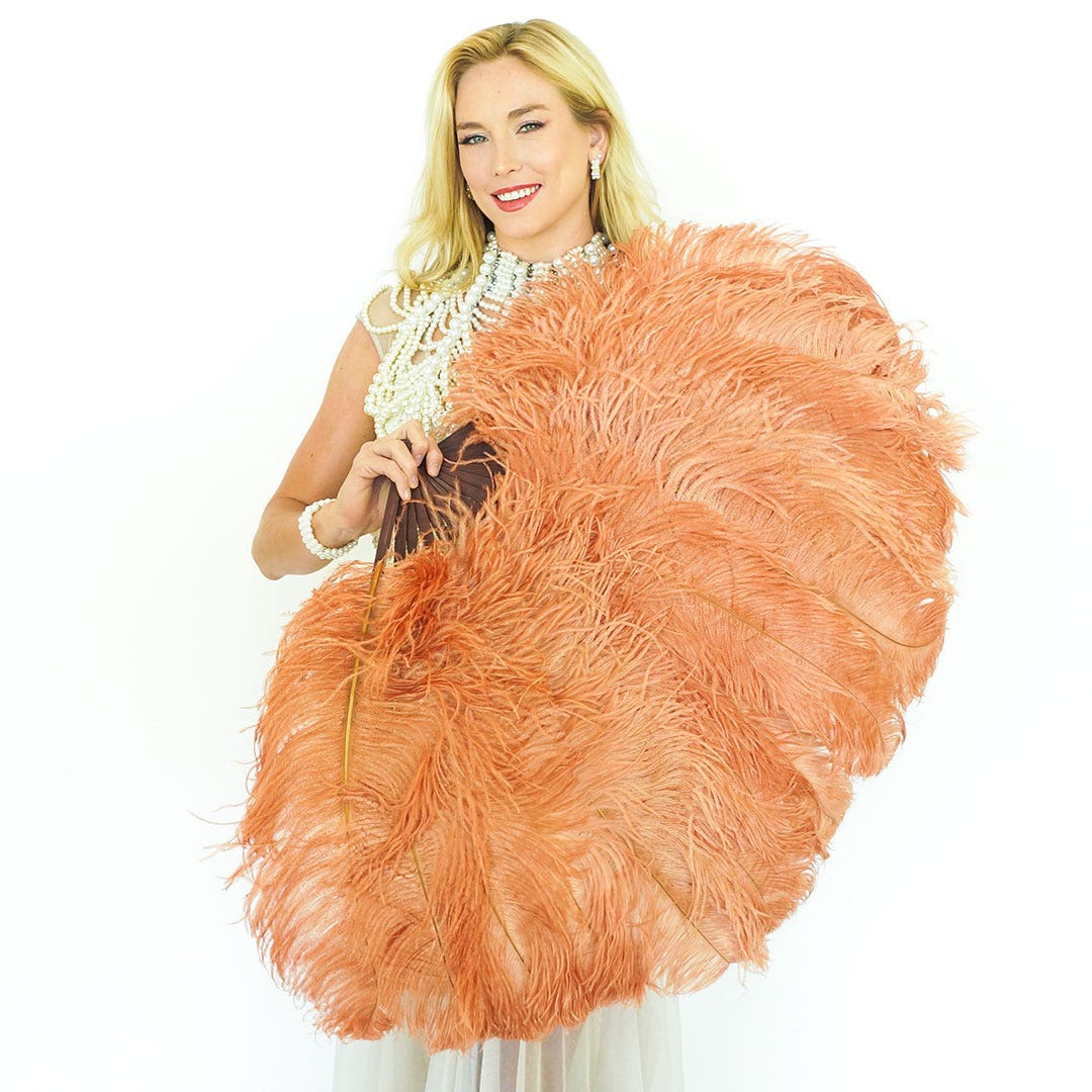 Ostrich Fan with Prime Ostrich Femina Feathers - Cinnamon
