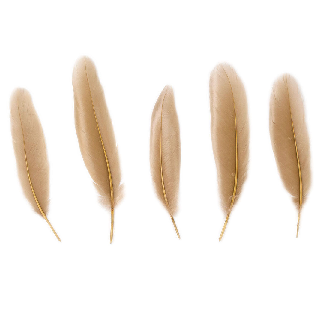 Goose Satinette Feathers Dyed - Camel - 1/4 lb