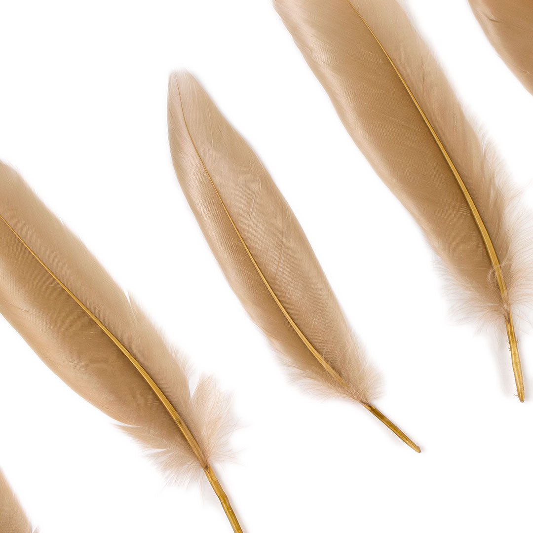 Goose Satinette Feathers Dyed - Camel - 1/4 lb