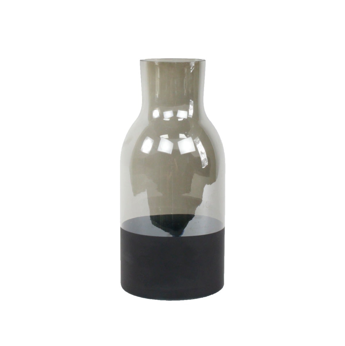 1 PC Jug Vase Smoke Gray Top with Black Chalkboard Bottom - Black Grey