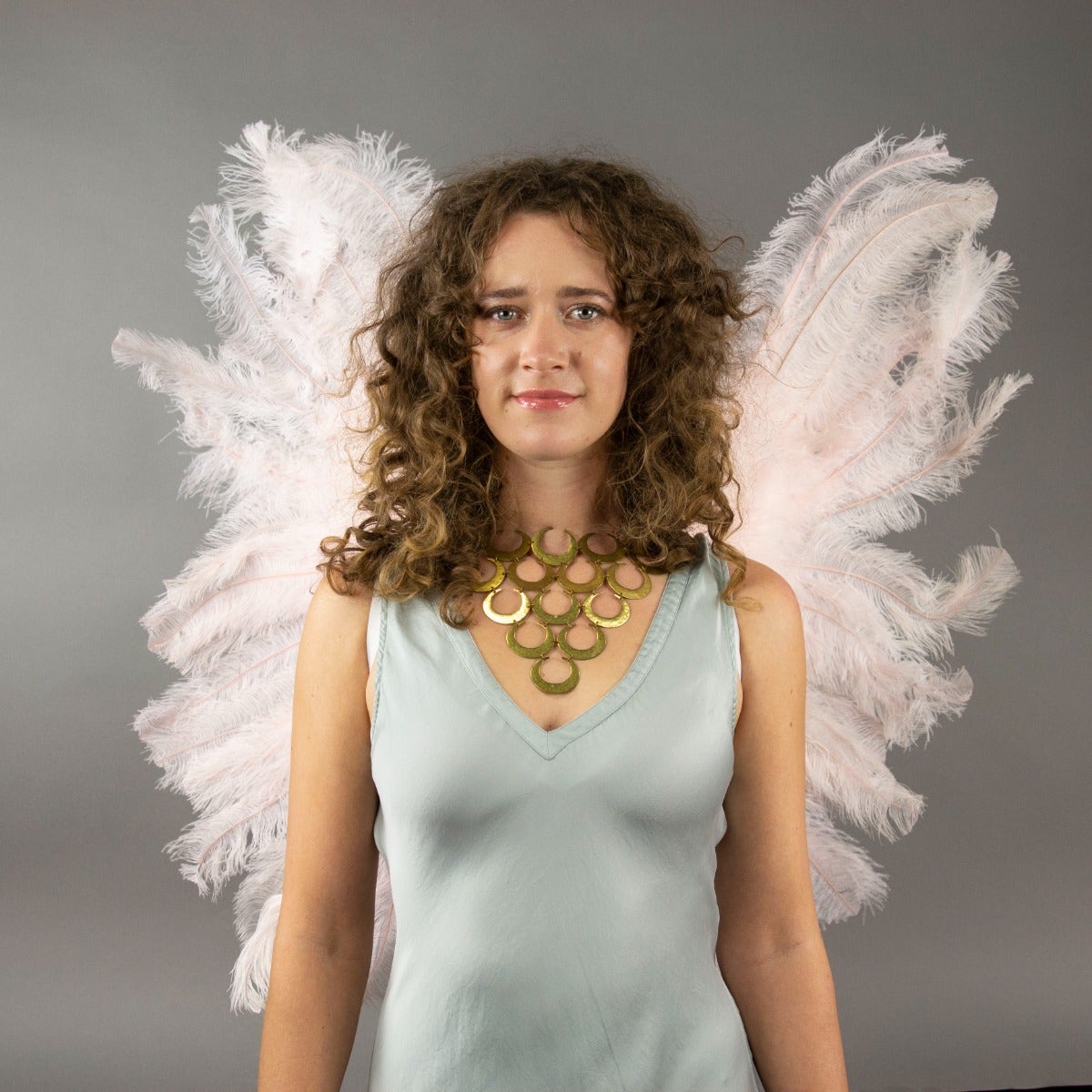 Large Ostrich Feather Wings - Champagne