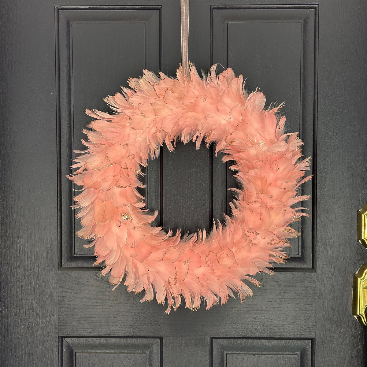 Feathered Pink Christmas Wreath