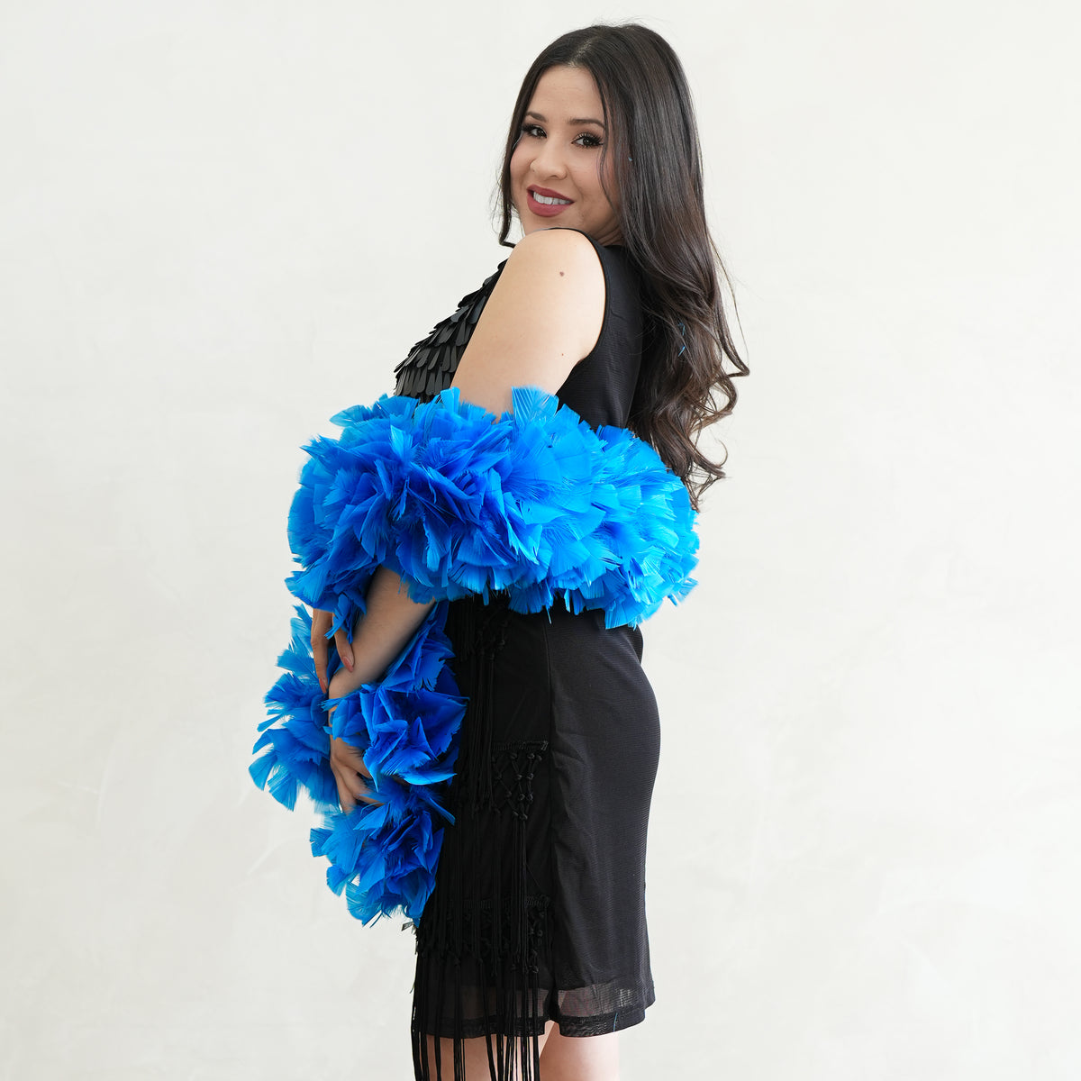 Turkey Feather Boa 6-8" - Dark Turquoise