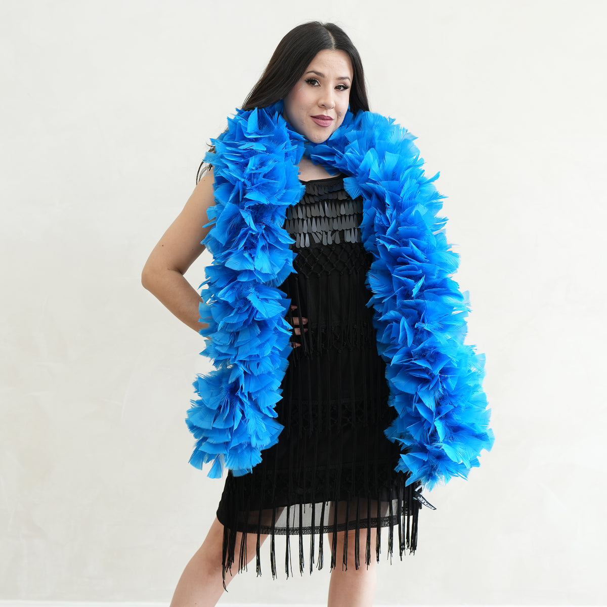 Turkey Feather Boa 6-8" - Dark Turquoise