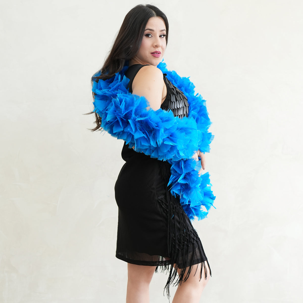 Turkey Feather Boa 6-8" - Dark Turquoise