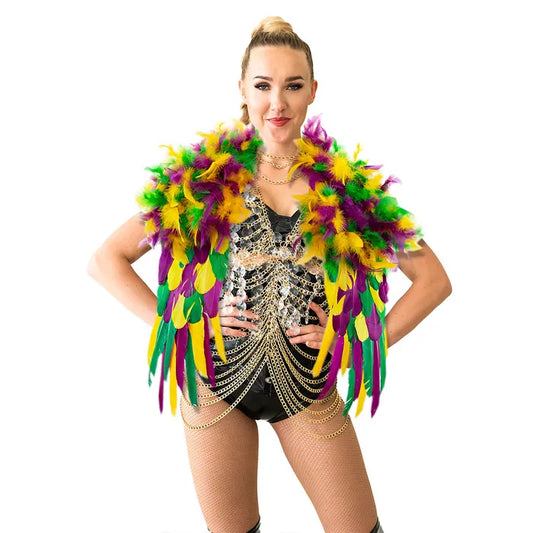 Feather Shrug - Mardi Gras